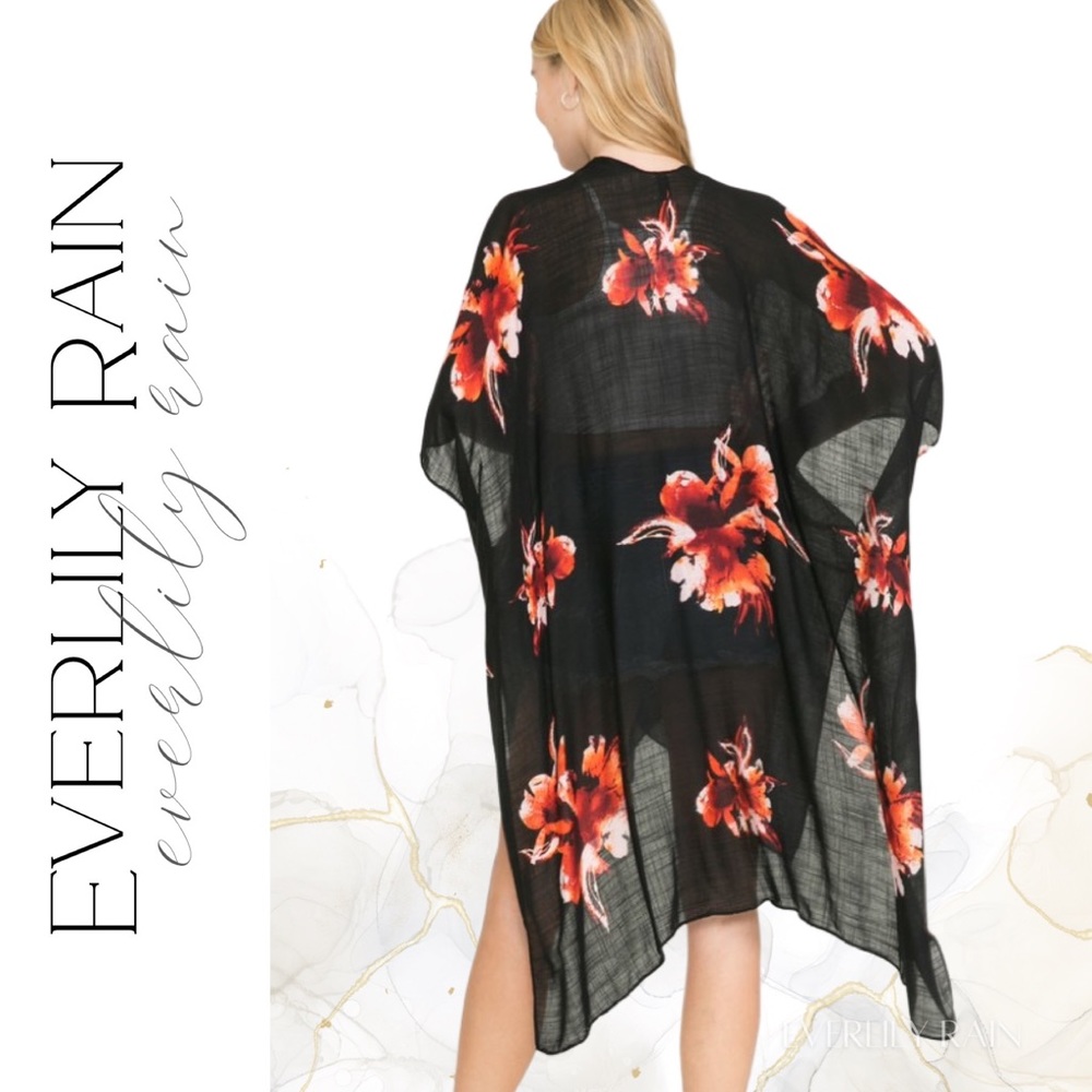 LAST ONE! Floral Print Boho Kimono Wrap - Picture 13 of 15